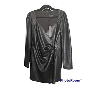 HOUSE OF HARLOW 1960 VEGAN LEATHER WRAP DRESS NWT SIZE LARGE